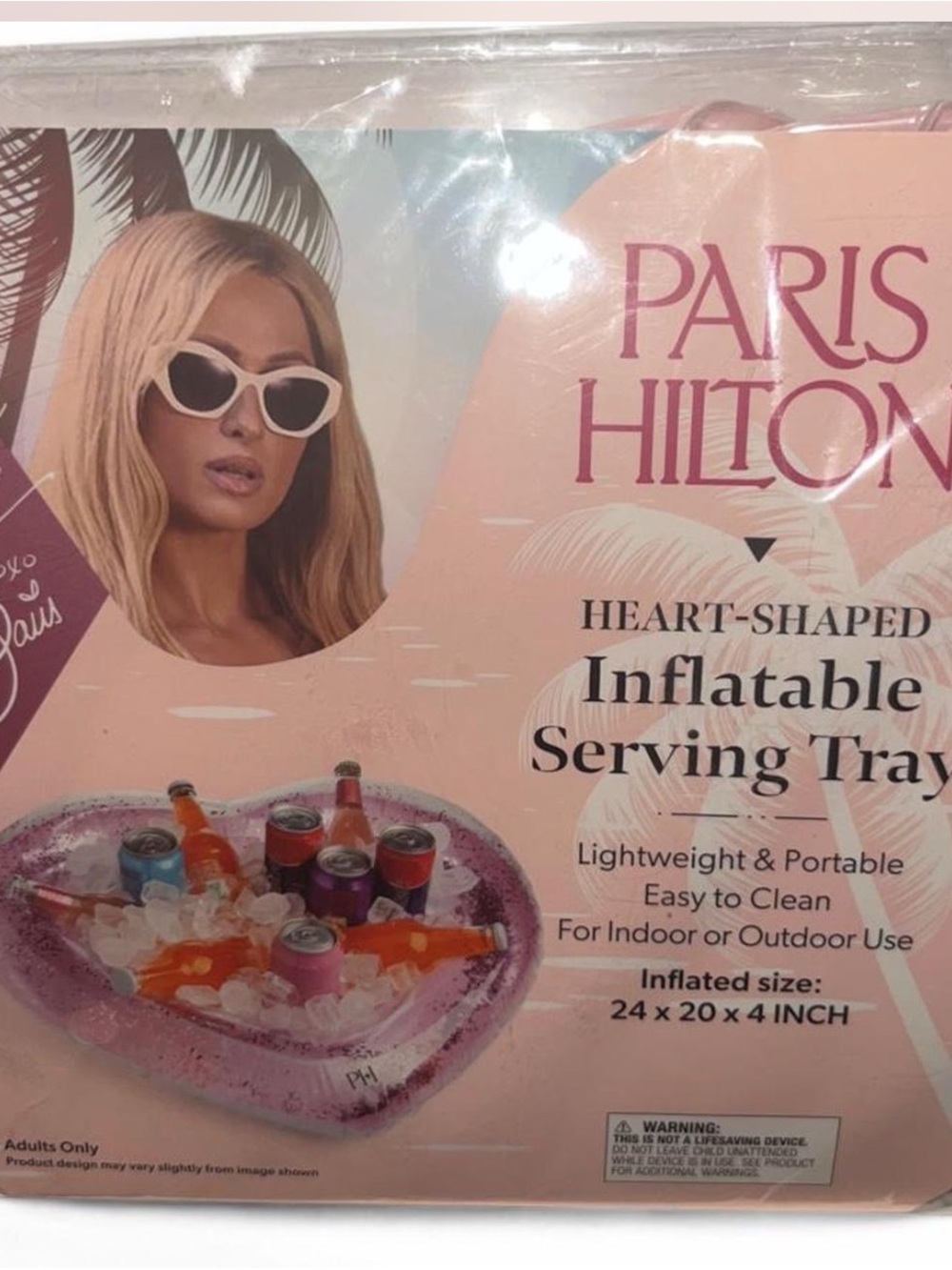 Paris Hilton Pink Heart Inflatable Party Serving Tray